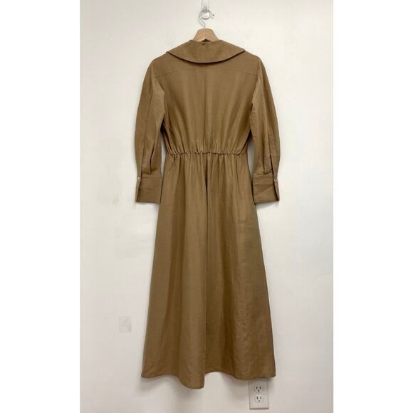 VINCE Shaped-Collar V-Neck Midi Shirtdress Classic Chic Minimalist Neutral XXS - Picture 4 of 15